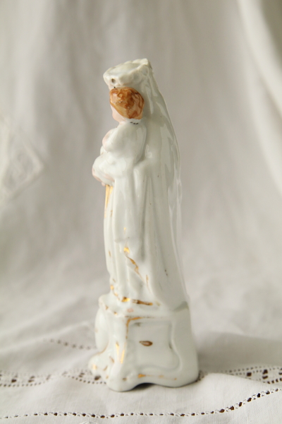 アンティーク聖母子像　着彩白磁　フランス