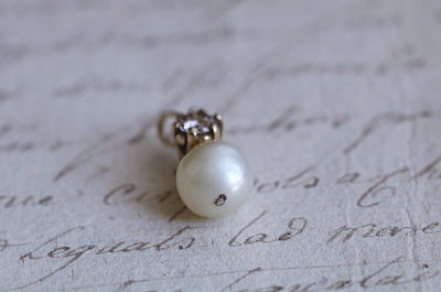 ダイヤモンド　セミバロックパール　ヴィンテージペンダント　アンティークストリュフ