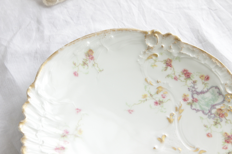 アンティークリモージュプレート　C.AHRENFELDT limoges フランス　小薔薇