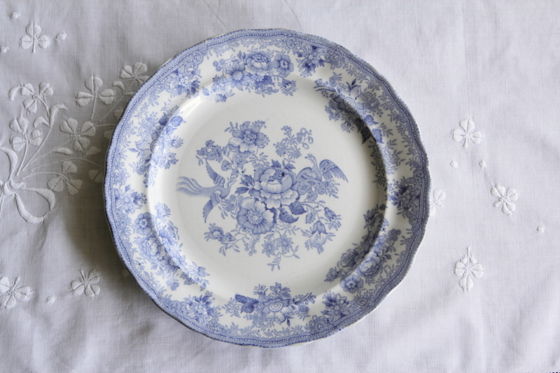 アンティークブルーアンドホワイトディナープレート doulton ドルトン アジアティックフェザンツ イギリス