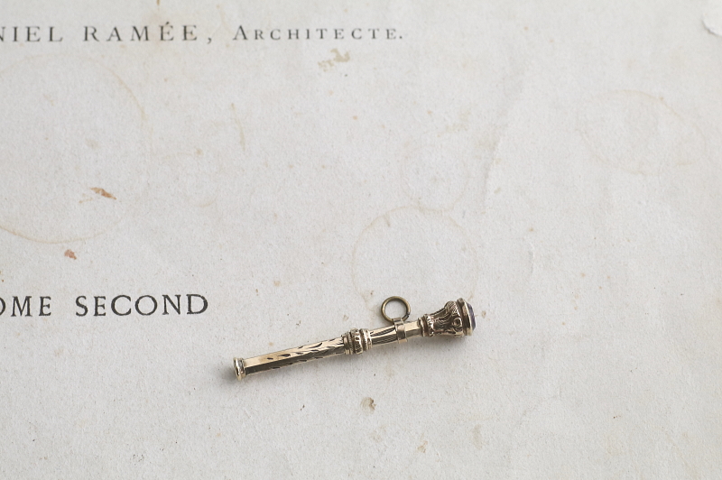 ヴィクトリアン　ミニチュアメカニカルペンシル　フォブシール　イギリス アンティークストリュフ