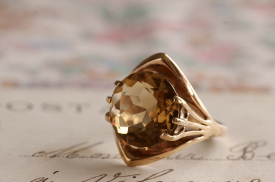 ヴィンテージリング　シトリン　アンティークジュエリー　指輪　黄水晶　イギリス