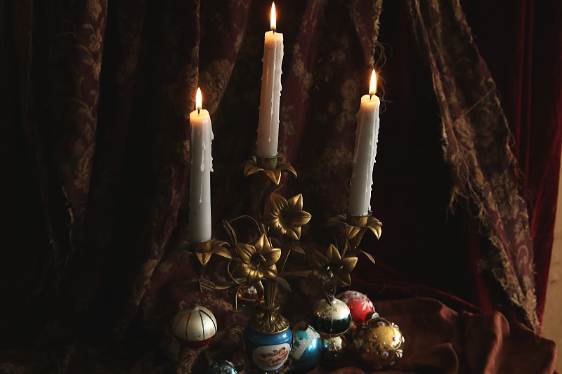 天使のブロンズキャンディラブラ　フランス アンティークストリュフ