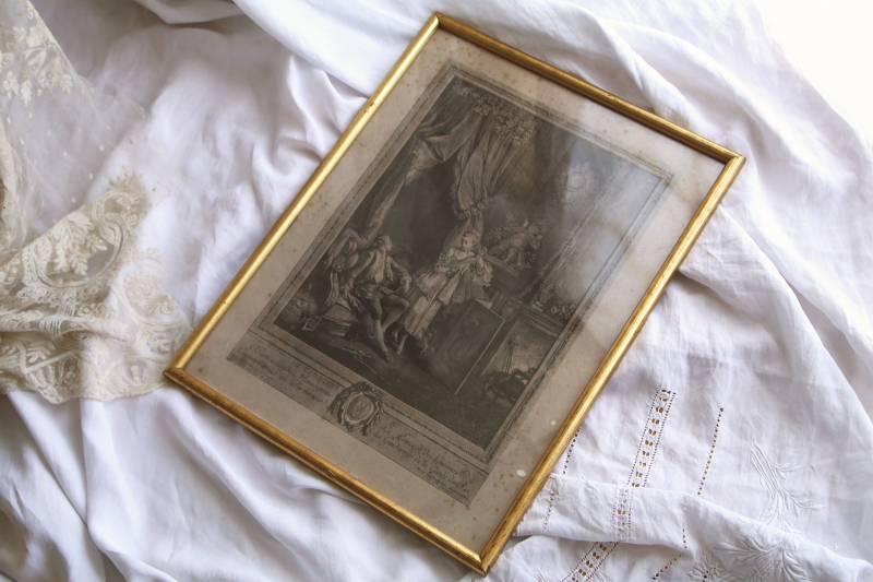 アンティークグラヴュール　銅版画　le carquois epise Nicolas Delaunay after Pierre-Antoine Baudouin　フランス