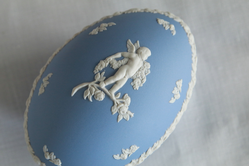 WEDGWOODジャスパーウェア　天使のトリンケットボックス　ウエッジウッド　イギリス　アンティークストリュフ