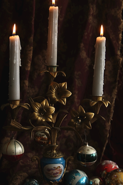 天使のブロンズキャンディラブラ　フランス アンティークストリュフ