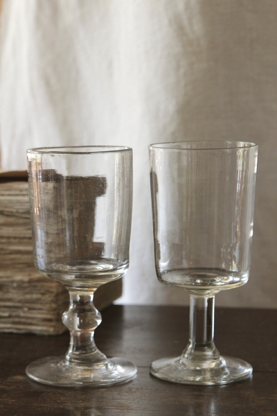 アンティークワイングラス　ステムグラス　吹きガラス　フランス