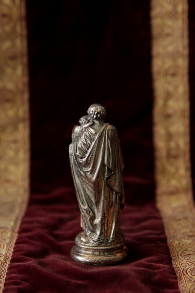 アンティーク聖像　聖父子像　合金　レリジャス　フランス