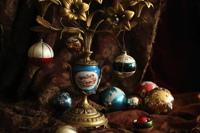 天使のブロンズキャンディラブラ　フランス アンティークストリュフ