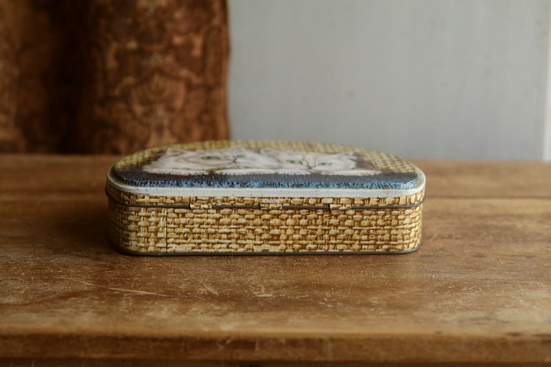 仔猫のビスケット缶　イギリス アンティークストリュフ