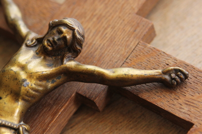 アンティーク聖像　磔刑像　イエス像　オークの十字架　クロス　フランス