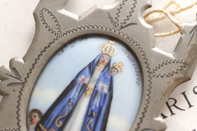 アンティーク聖水盤　ミニアチュール　フルヴィエールの聖母　フランス
