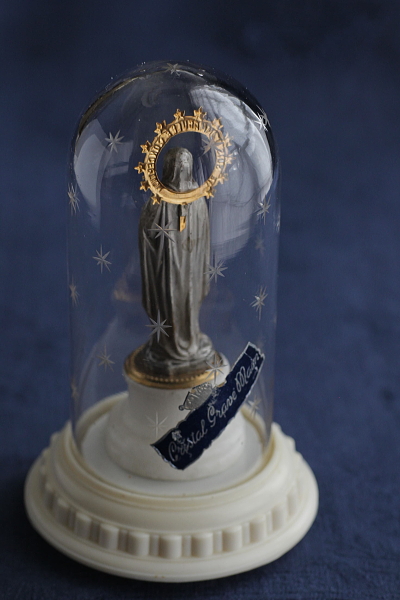 アンティークフラグローブドマリエ　聖母マリア像　ガラスドーム　ノートルダムルルド　フランス