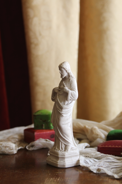 アンティークイエス像 聖心のイエス 石膏像 フランス 20201202 