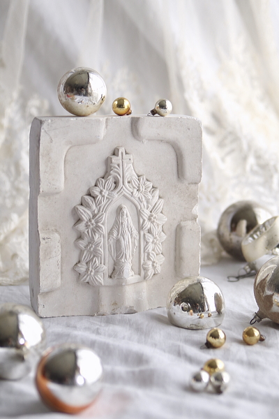 聖水盤の石膏型　聖母マリア　フランス　 アンティークストリュフ 20251202