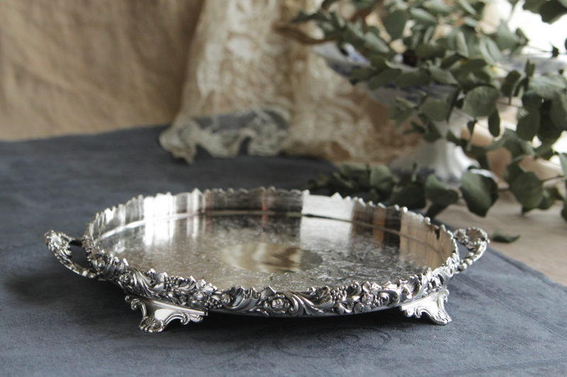 アンティークマッピンアンドウェッブ mappin and webb シルバーハンドルトレイ　イギリス
