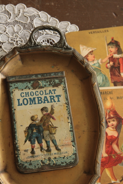 アンティークブリキメモカバー　ショコラロンベール　chocolat lombart アドバタイジング　ノベルティ　フランス