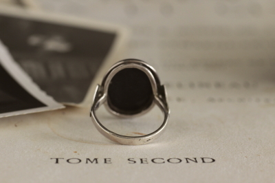 アンティークシルバーリング　ブラックオニキス　指輪　ヨーロッパ　シルバージュエリー