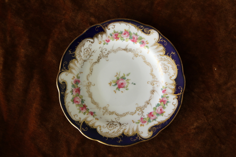 アンティークティーカップ＆ソーサー 瑠璃釉 バラ コールポート