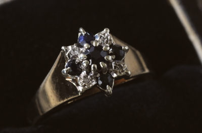 アンティークリング　サファイア　ダイヤモンド　フラワーリング　指輪