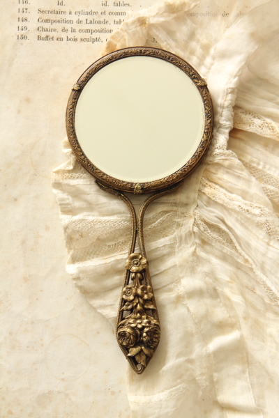 アンティークハンドミラー バラ フランス 20181109【Antiques Truffle