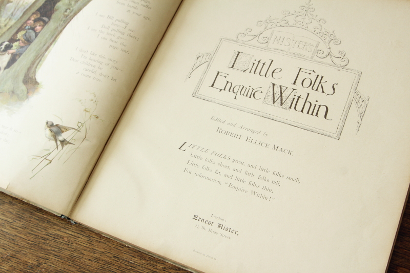 アンティークブックス　古書　児童書　絵本　little folks enquire within Ernest Nister　イギリス