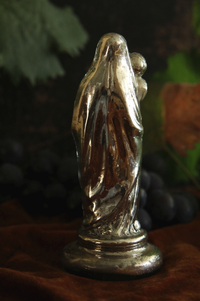 アンティークマーキュリーグラス　聖母子像　水銀ガラス　フランス