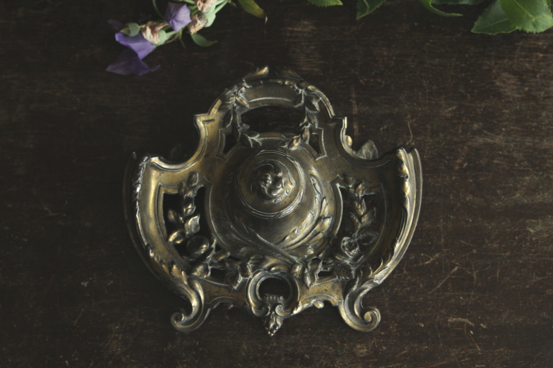 アンティークインクウェル 薔薇 オリーブ フランス アンティークス