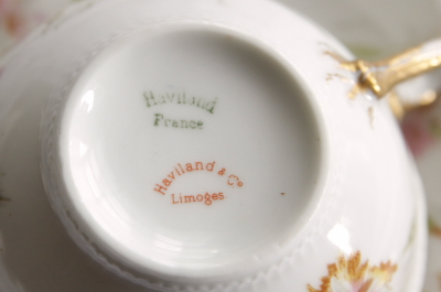 アンティークリモージュティーカップ　花　アビランド haviland limoges フランス