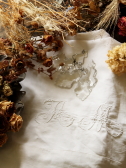 アンティークリネンシーツ　ファインリネン　イニシャル刺繍　花文字　フランス