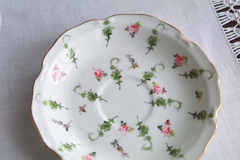 手描きの小薔薇のティートリオ　ロイヤルクラウンダービー　royalcrownderby イギリス　アンティークストリュフ