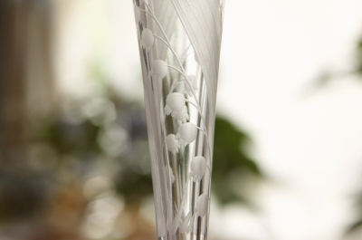 アンティークガラス花器　ポージーベース　スズラン　フランス