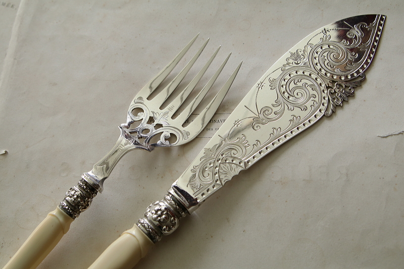 アイボリーハンドル　フィッシュカーバーズ　イギリス アンティークストリュフ