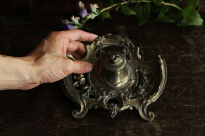 アンティークインクウェル 薔薇 オリーブ フランス アンティークス