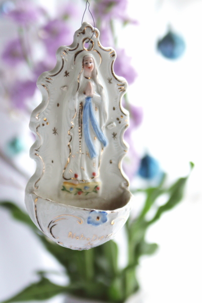 アンティーク聖水盤　ベニチエ　ルルドの聖母　ドイツ