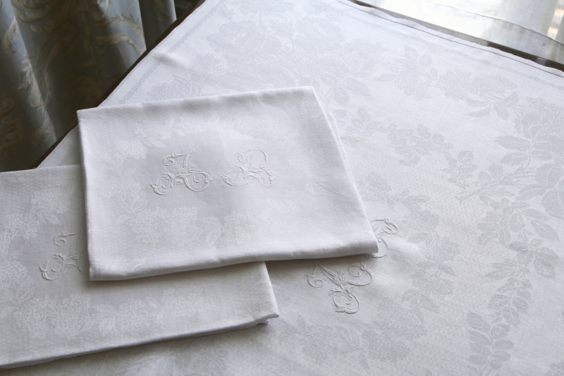 薔薇と紫陽花のダマスクセルヴィエット　フランス アンティークストリュフ