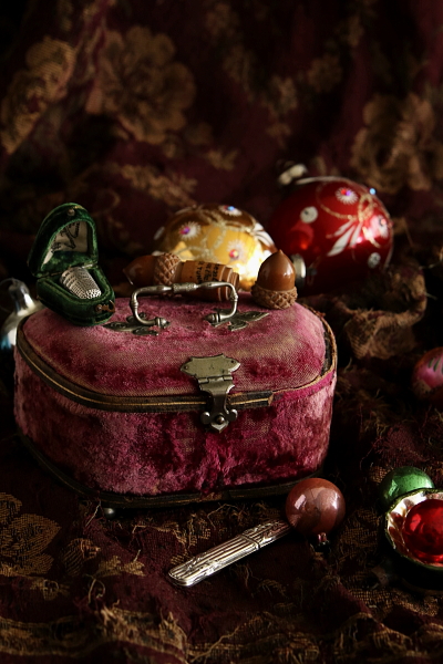 ベロアのソーイングボックス　フランス アンティークストリュフ 20251203