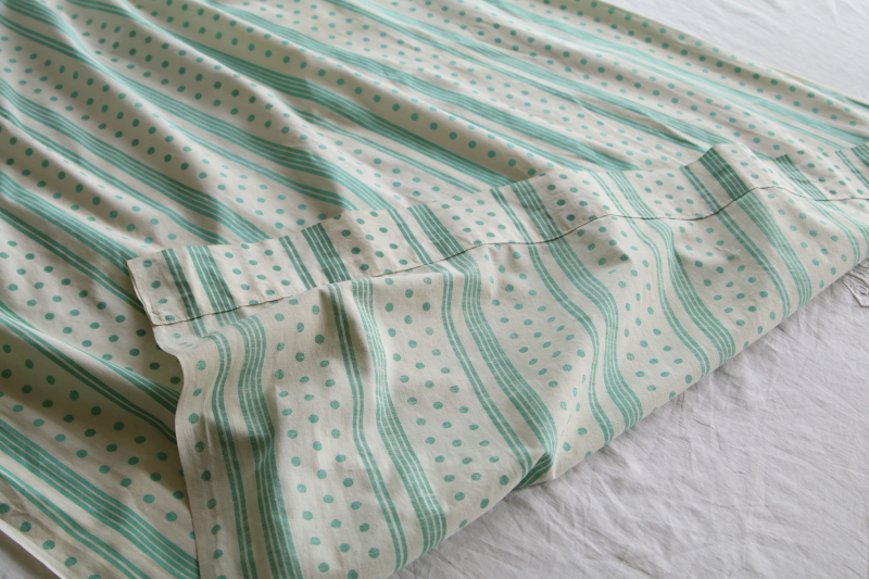 グリーンドット&ストライプカーテン　フランス アンティークストリュフ