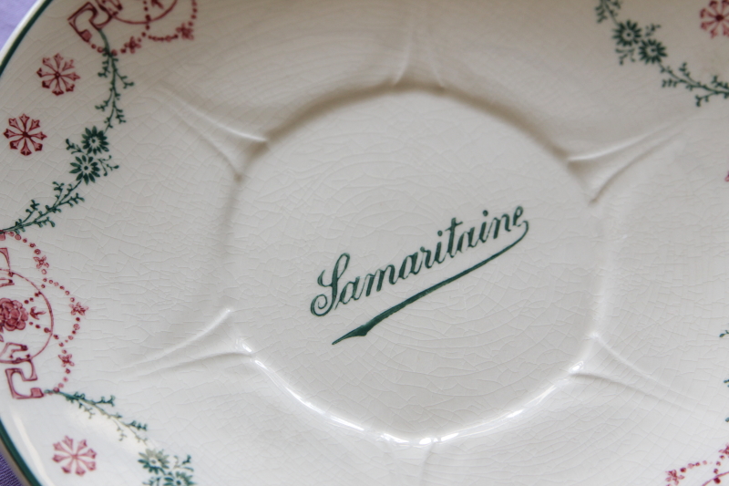 アンティークフレンチプレート　花　フクシア　サマリテーヌ samaritaine lunaville longwy フランス