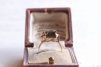 アンティークスモーキークオーツリング　水晶　ヴィンテージジュエリー　アクセサリー　イギリス 指輪