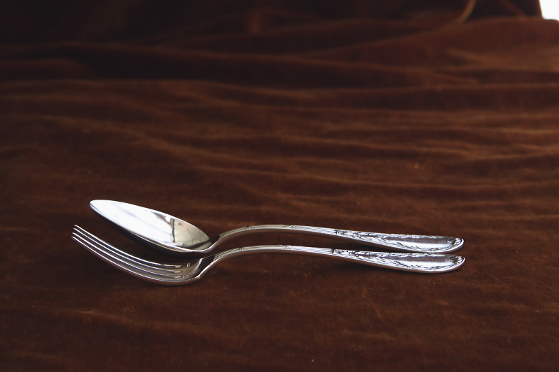 オリーブのテーブルスプーン＆フォーク　フランス　アンティークストリュフ