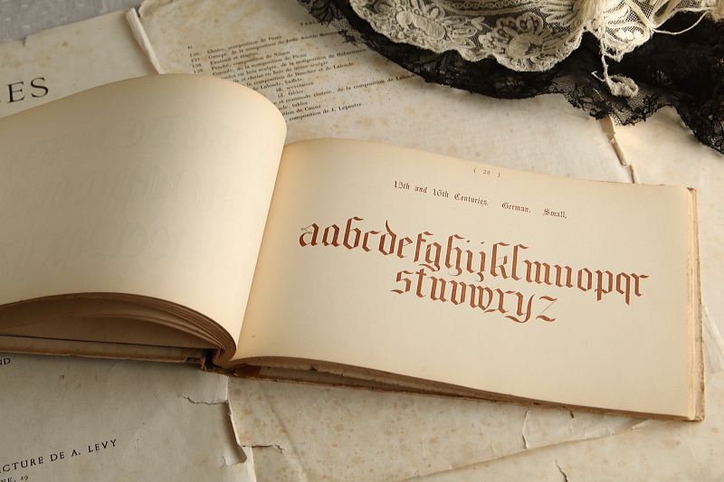 アルファベットの図案集　the book ornamental alphabets イギリス アンティークストリュフ