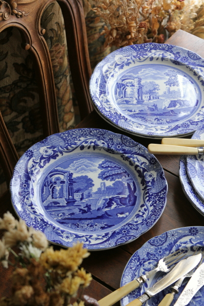 アンティークスポード spode copeland　ブルーイタリアン　ディナープレート　イギリス