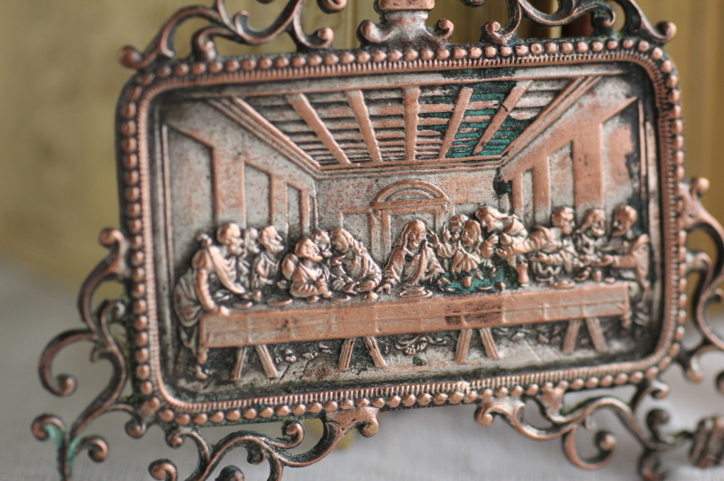 アンティークコッパーレリーフ　銅板　最後の晩餐　イタリア