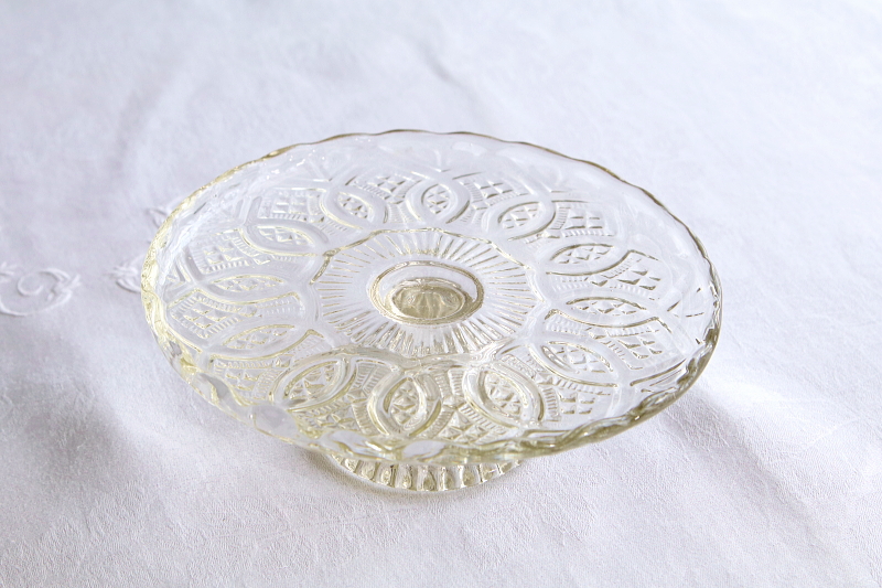 プレスガラスミニケーキスタンド　ヴィクトリアン アンティークストリュフ