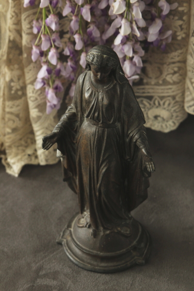 アンティークマリア像　聖母像　合金　フランス