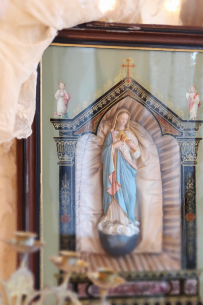 アンティークマリア像　御心　聖像　カトリック　フランス　小祭壇