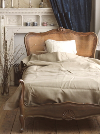 アンティークベッド　フランス　ルイ15世様式スタイル　ラタンケーン竹藤編み　ウォールナット　シングルベッド