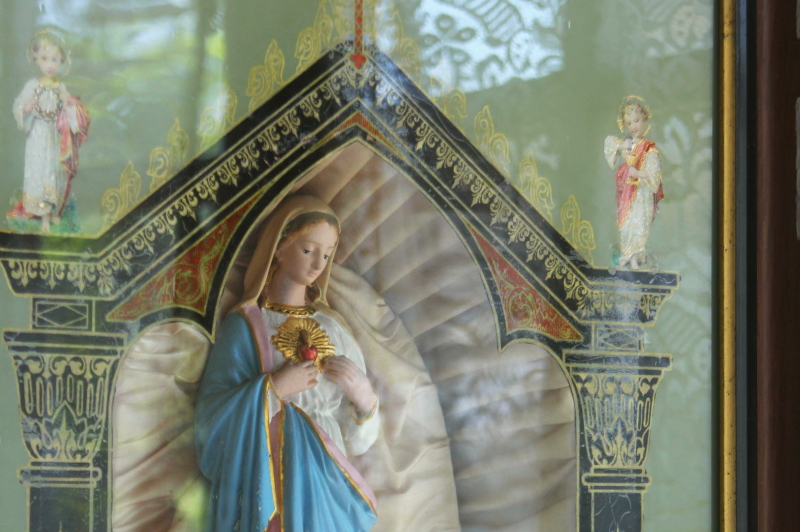 アンティークマリア像　御心　聖像　カトリック　フランス　小祭壇