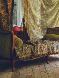 アンティークデイベッド　ソファーベッド　シングルベッド　ルイ１５世様式ロココ　フランス　ベルベット　ウォールナット